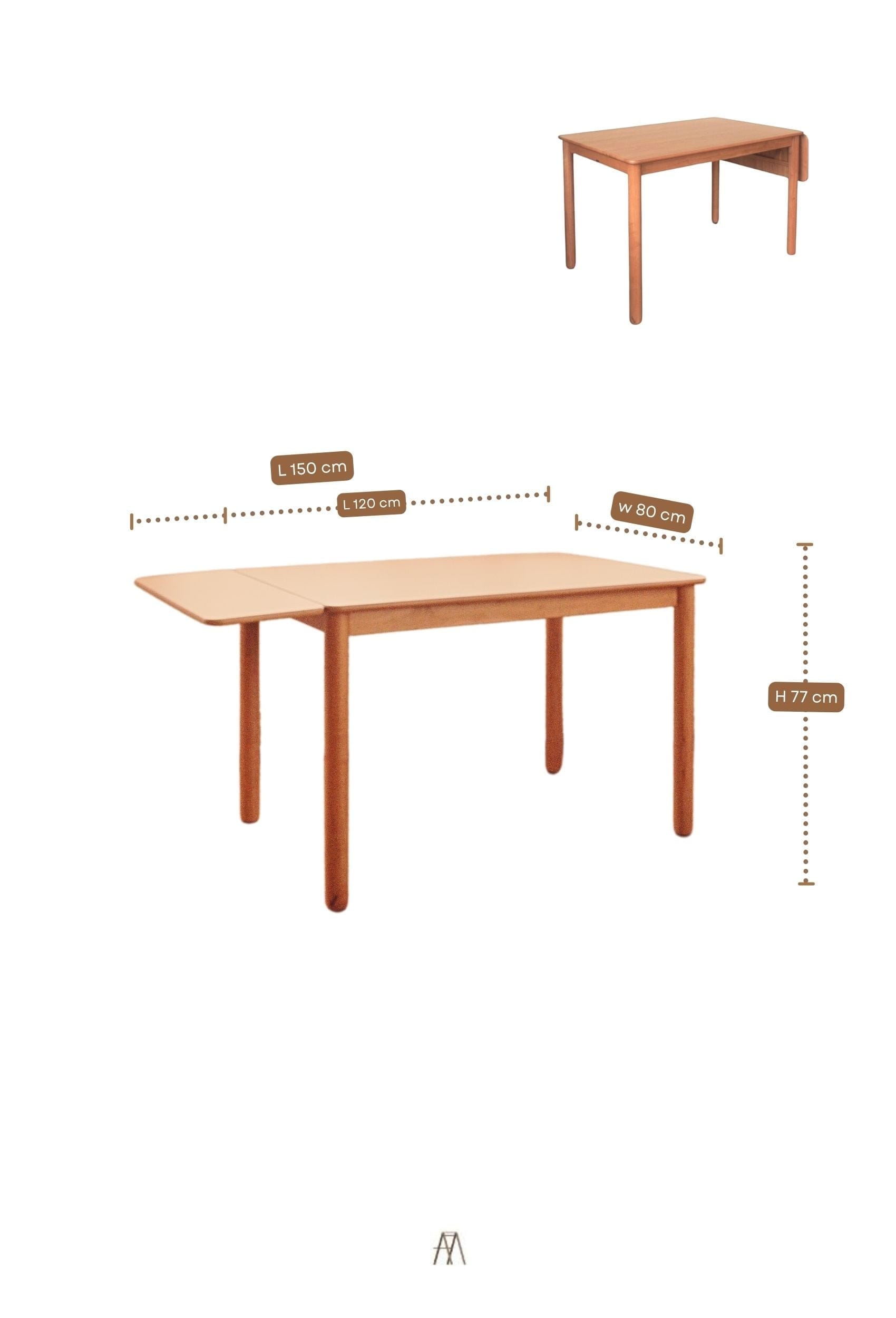 โต๊ะทานข้าวไม้ยางพาราแท้ 4 ที่นั่ง MAAI DESIGN  รุ่น HOZOKU TABLE สีโอ๊ค_6